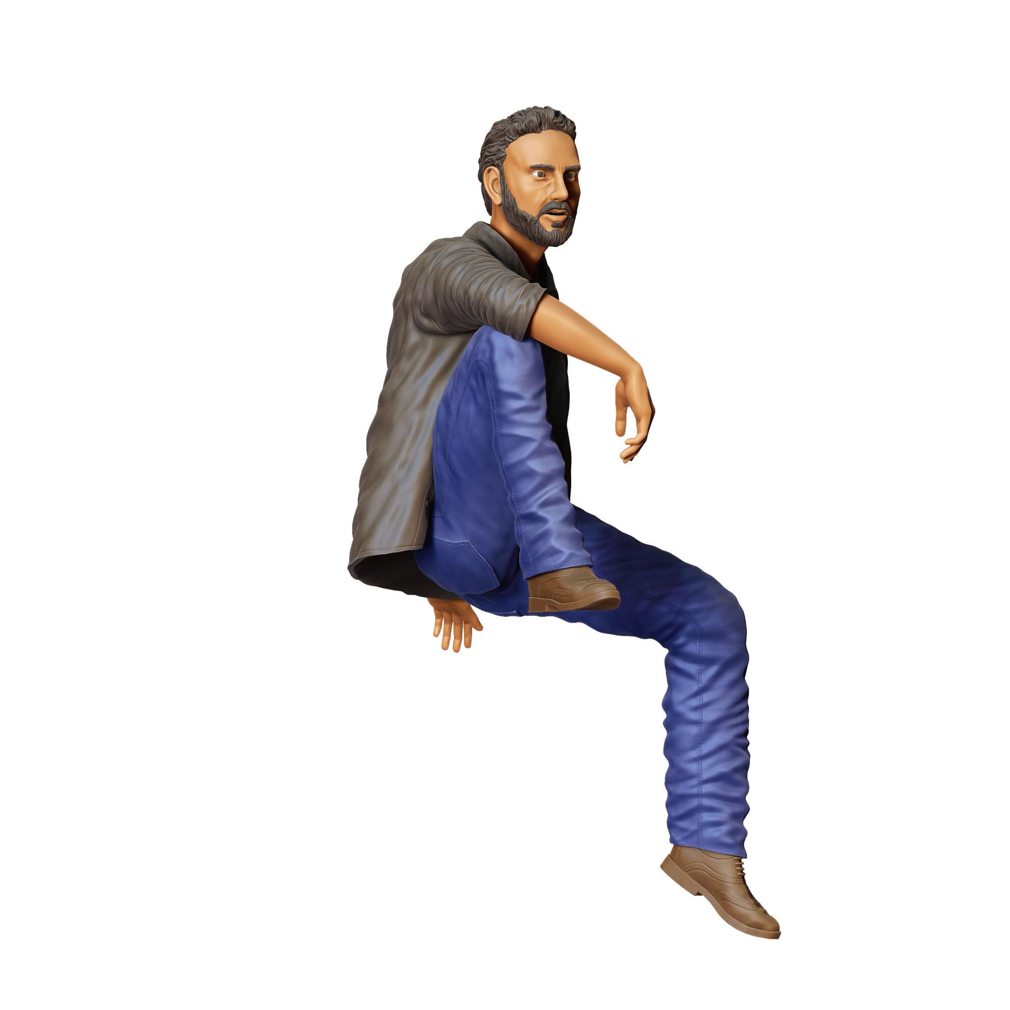 N7 a man sitting on a car 3D print model_3