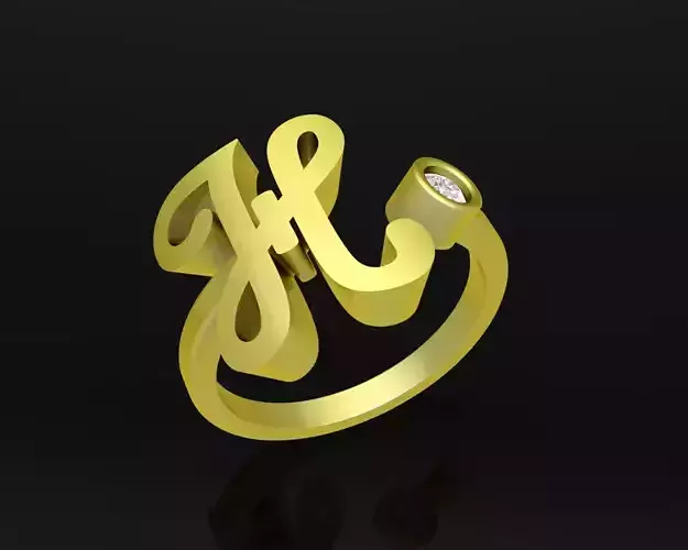 18a H letter ring 3D print model