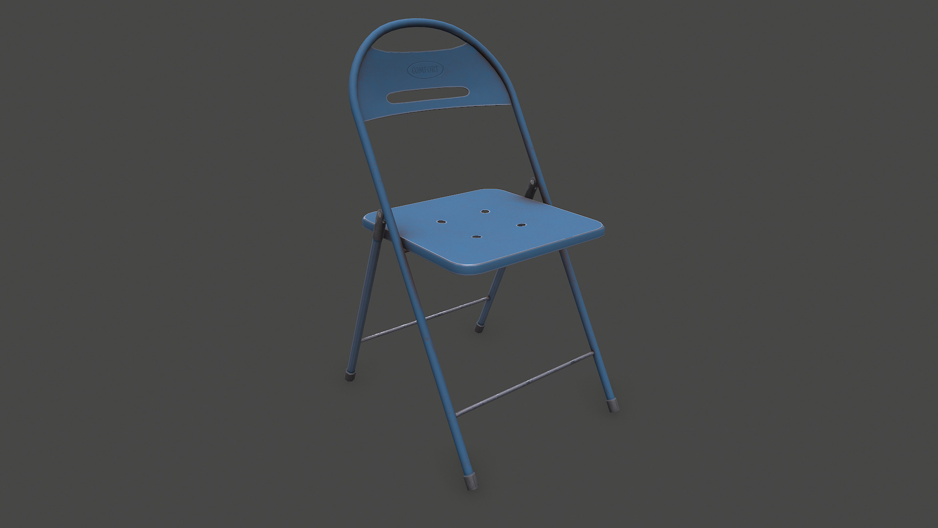 Old Metal Folding Chair Low-poly PBR Low-poly 3D model_12