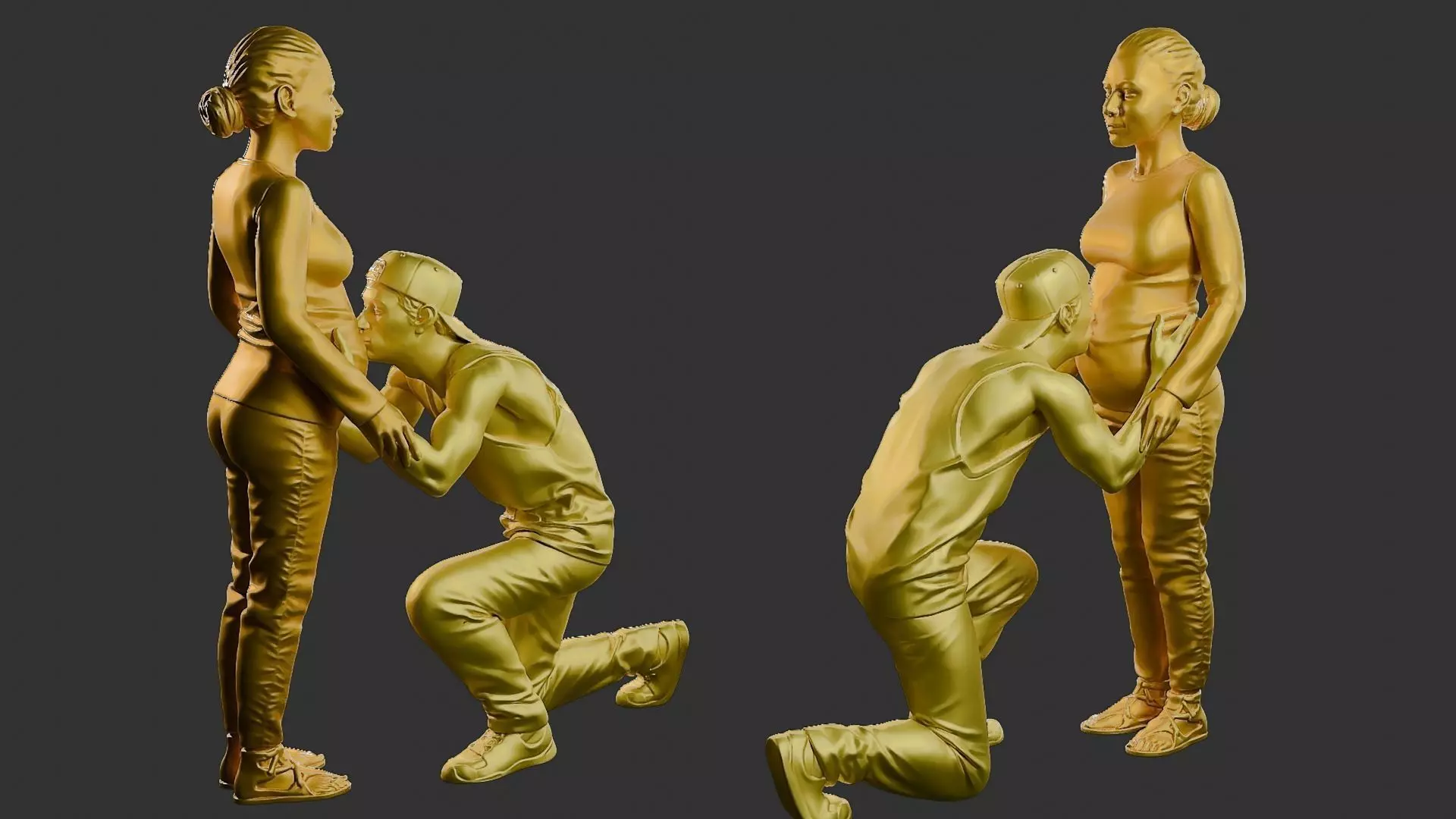 Donna incinta Ragazzo Bacio 3D print model