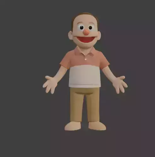 Laughing Man 3D Model Expressive Male Character