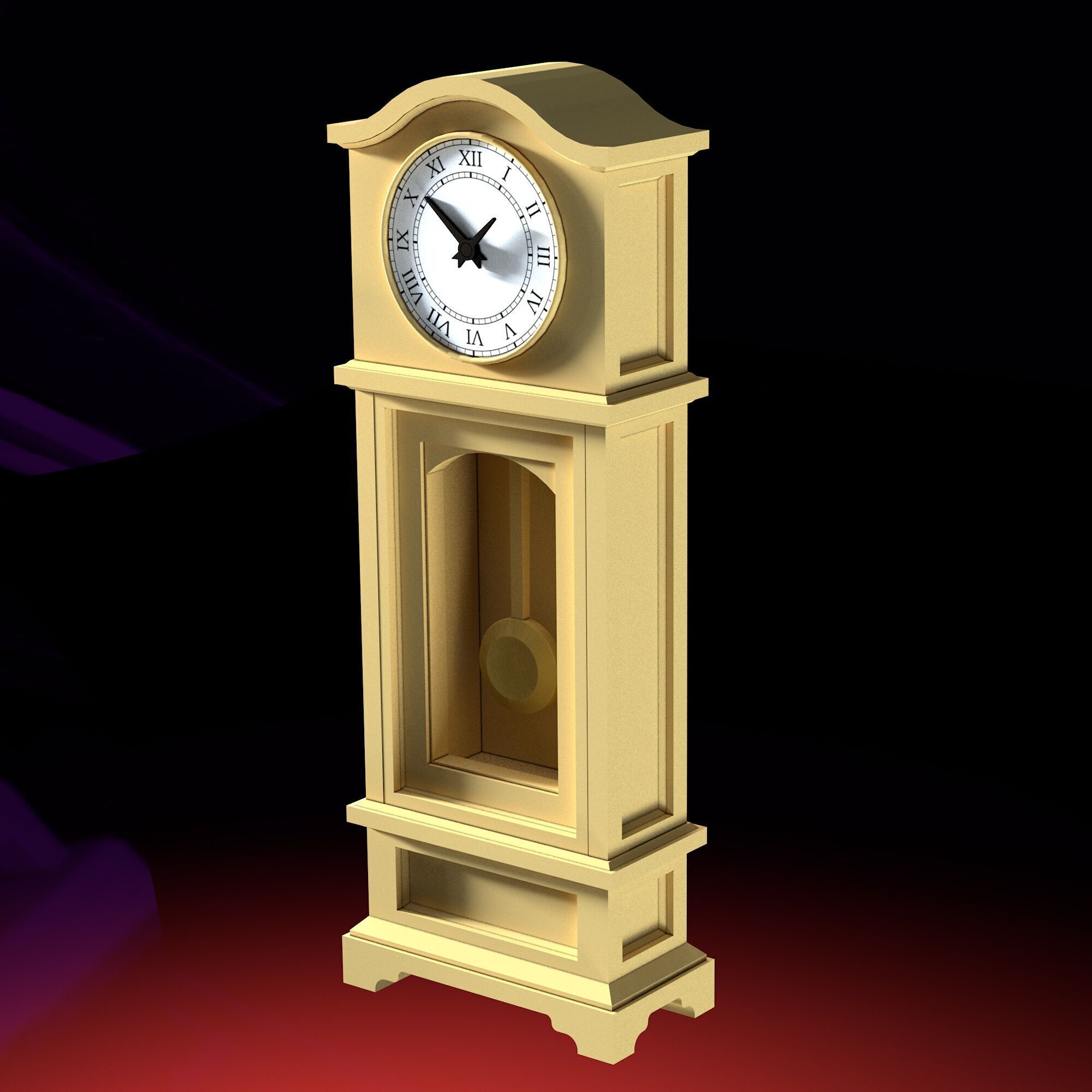 1 to 12 Scale Grandfather Clock Dollhouse Miniature 3D print model_2