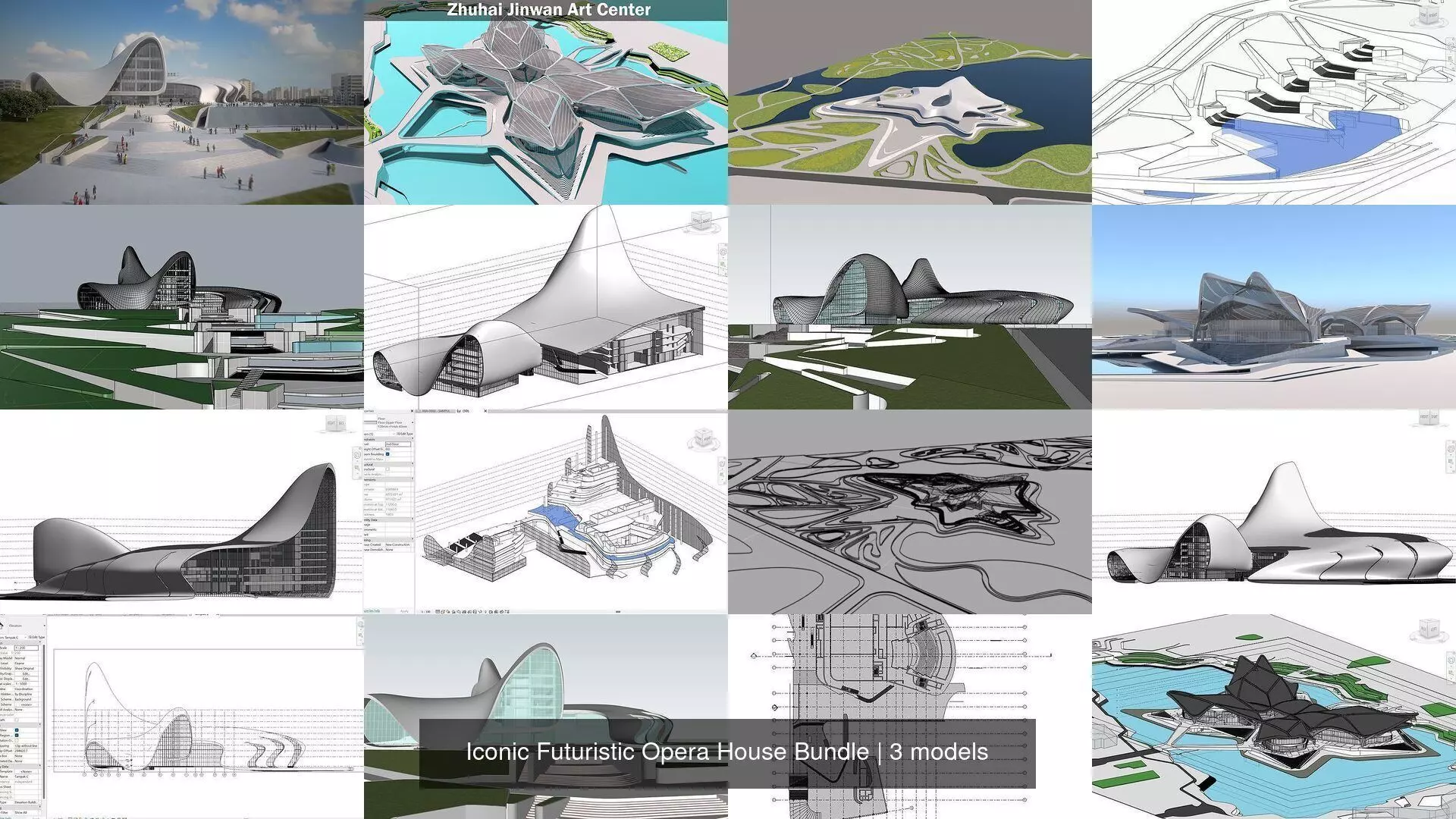 Iconic Futuristic Opera House Bundle 3D Model Collection_0
