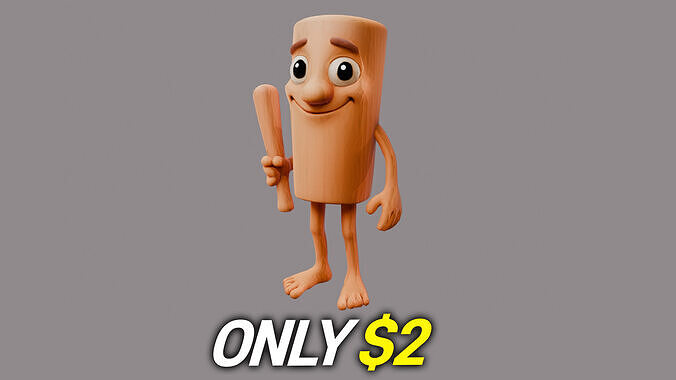 Tung Tung Tung Sahur  Version1 - Italian BrainRot Low-poly 3D model