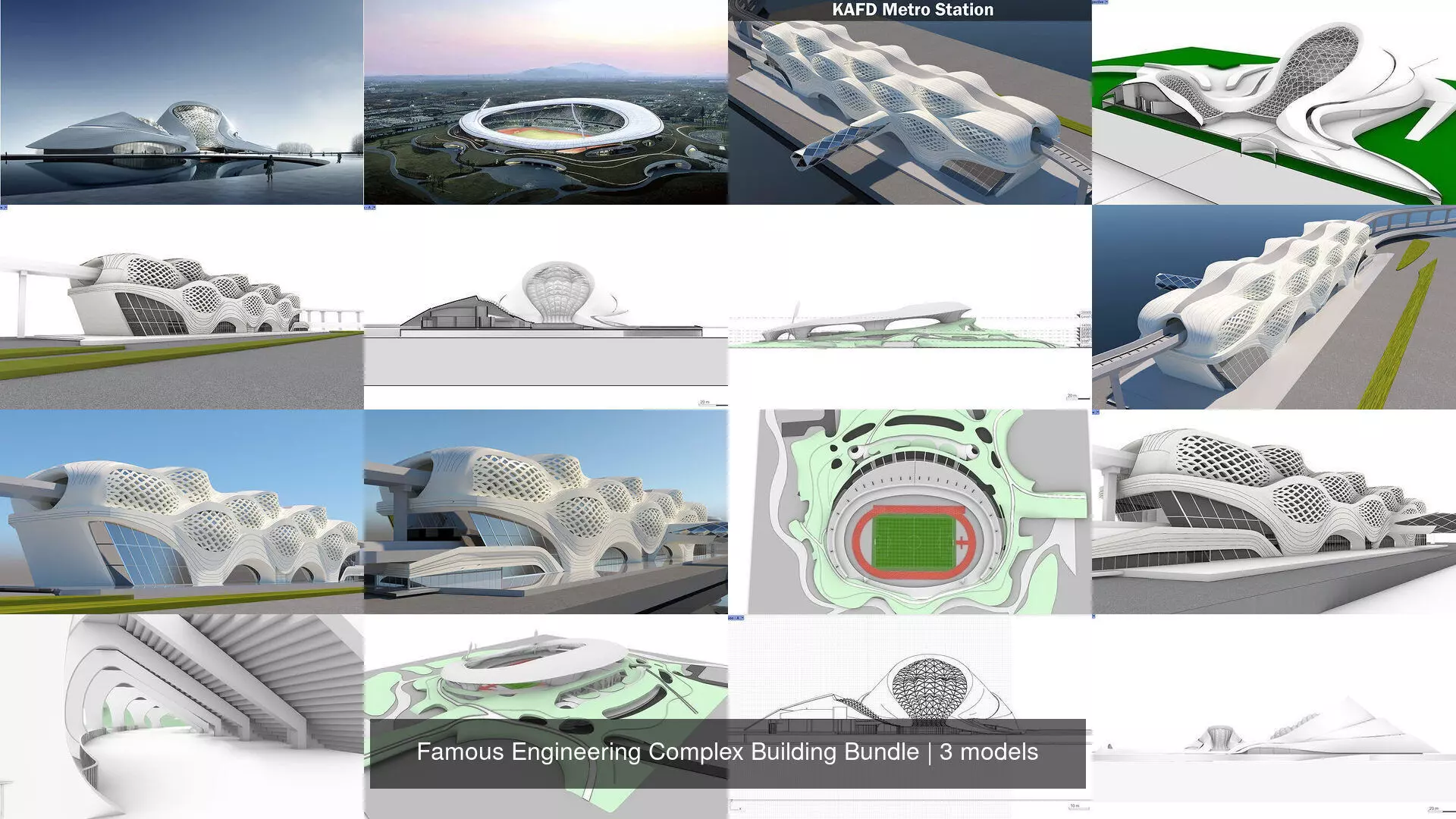 Famous Engineering Complex Building Bundle 3D Model Collection_0