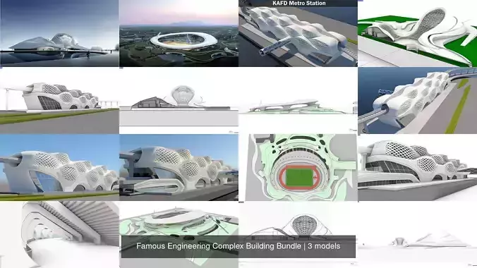 Famous Engineering Complex Building Bundle 3D Model Collection Famous Engineering Complex Building Bundle 3D Model Collection