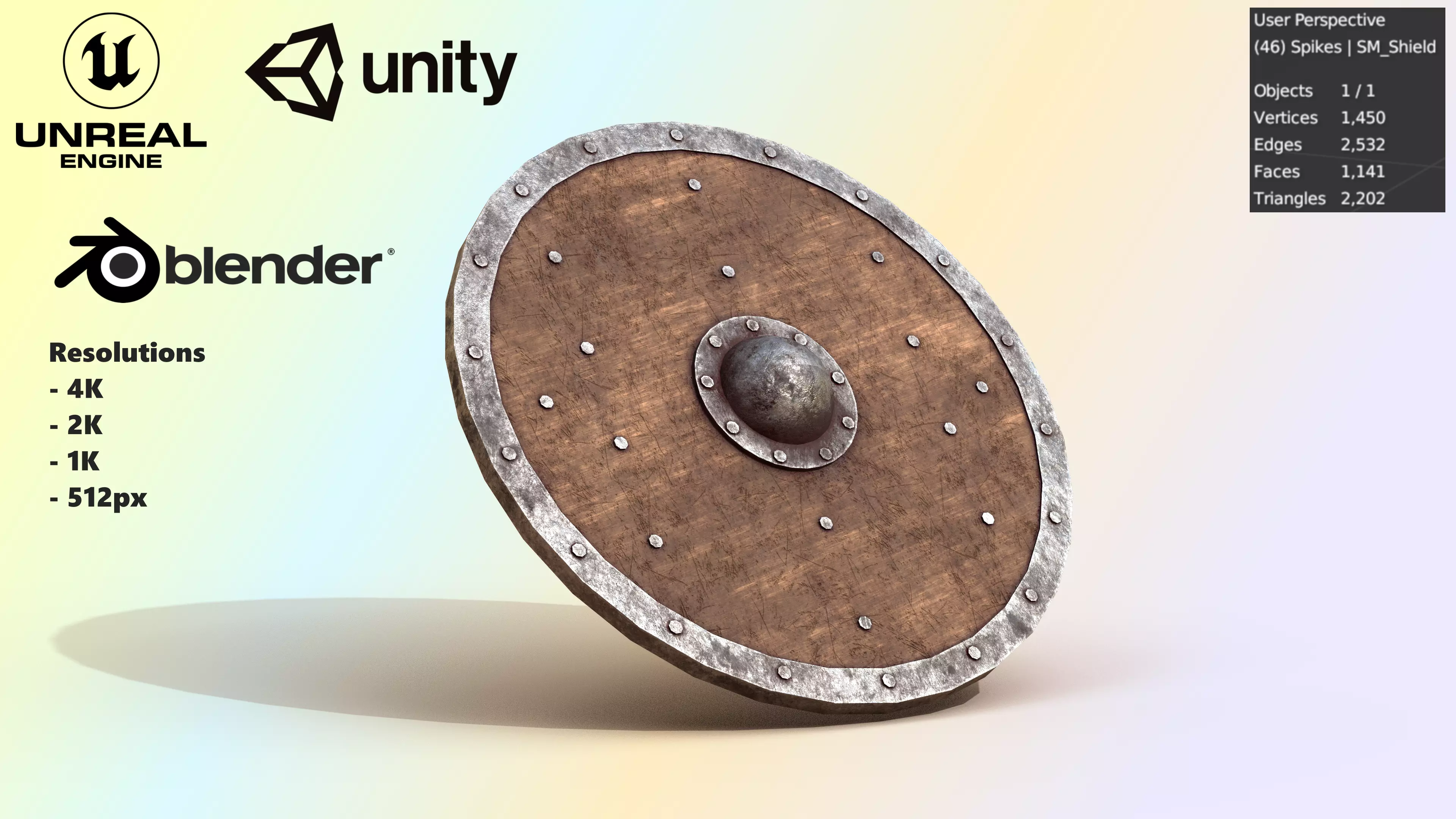 Early Medieval Viking Shield Low-poly 3D model_0