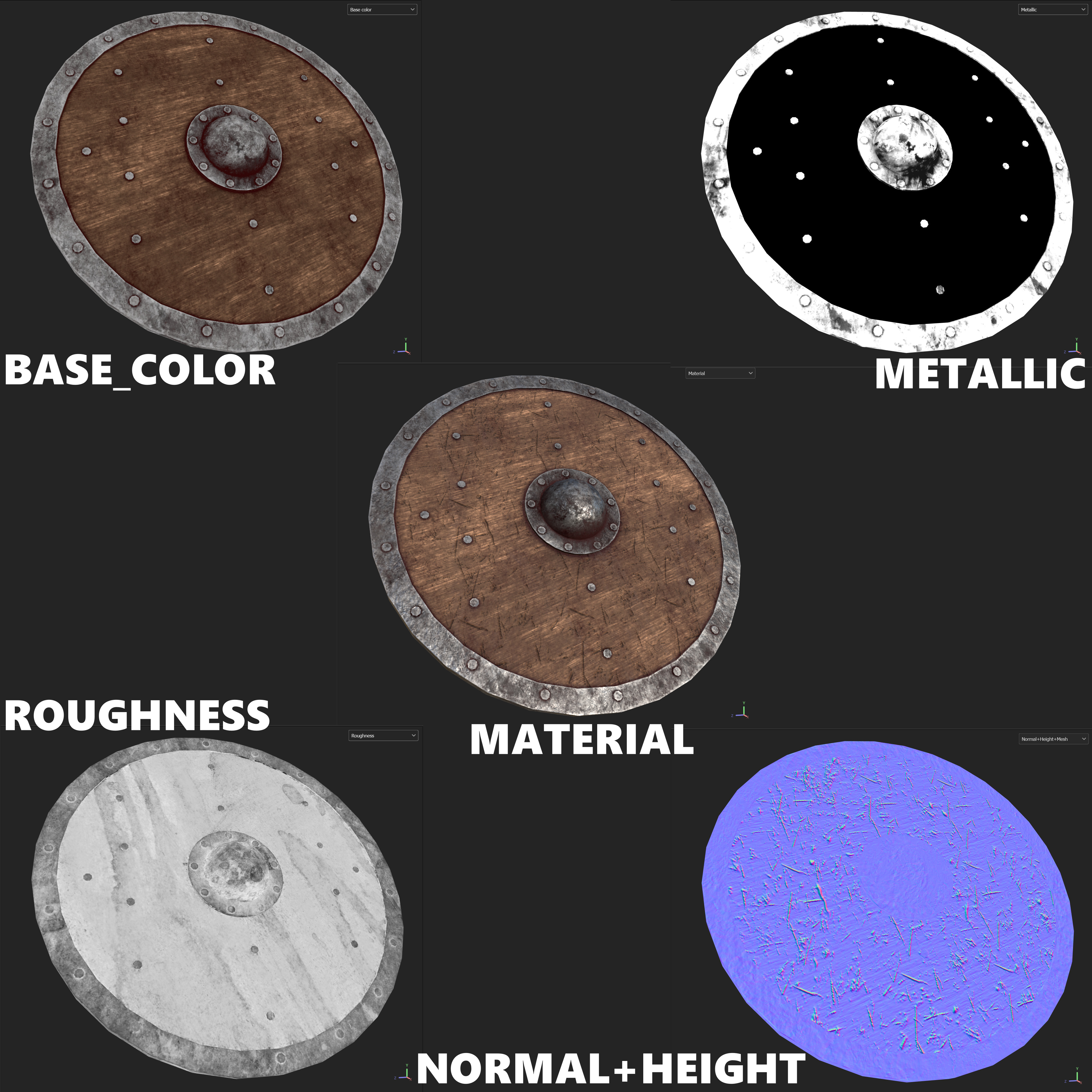 Early Medieval Viking Shield Low-poly 3D model_3