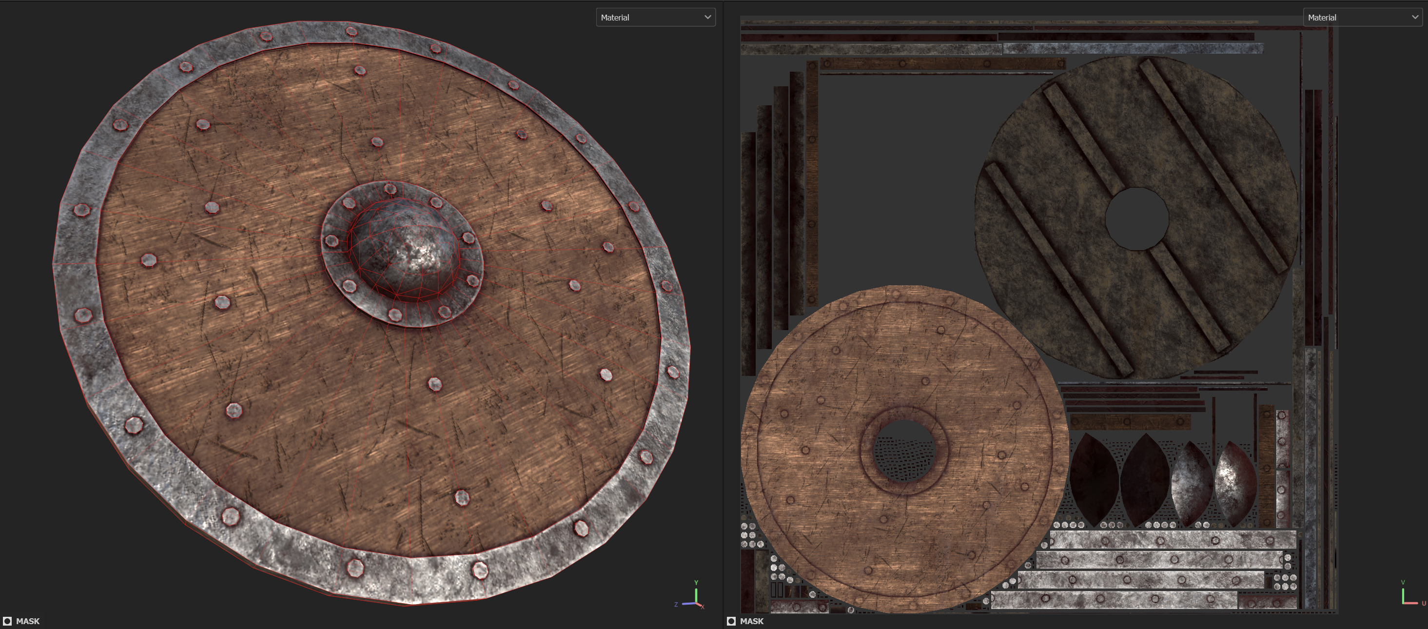 Early Medieval Viking Shield Low-poly 3D model_4