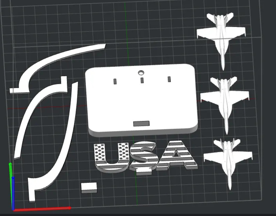 American F-16 Patriot tricolor editable with stand 3D print model_1