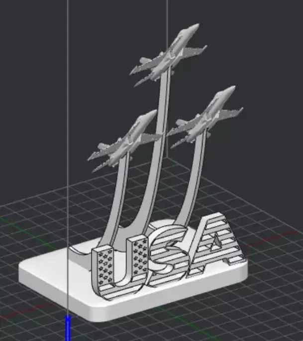 American F-16 Patriot tricolor editable with stand 3D print model_0