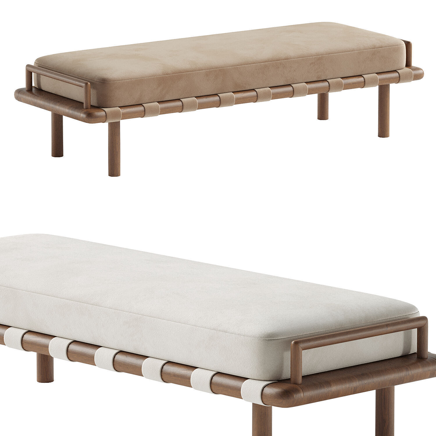 Arturo Upholstered Bench 3D model_2