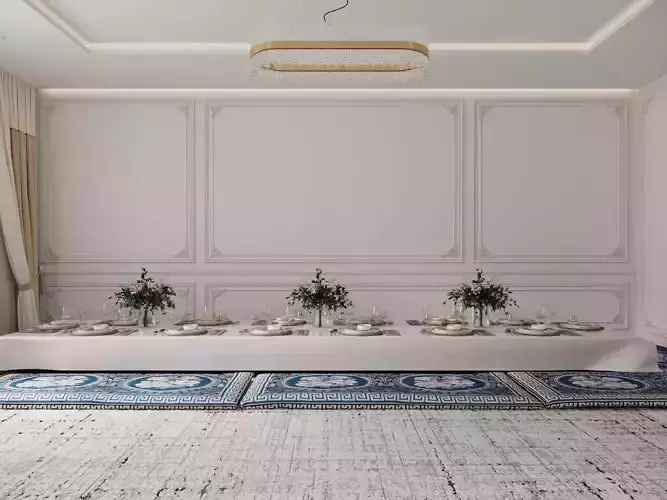 Elegant Neoclassical Living Room  Luxury Interior 3D Scene 