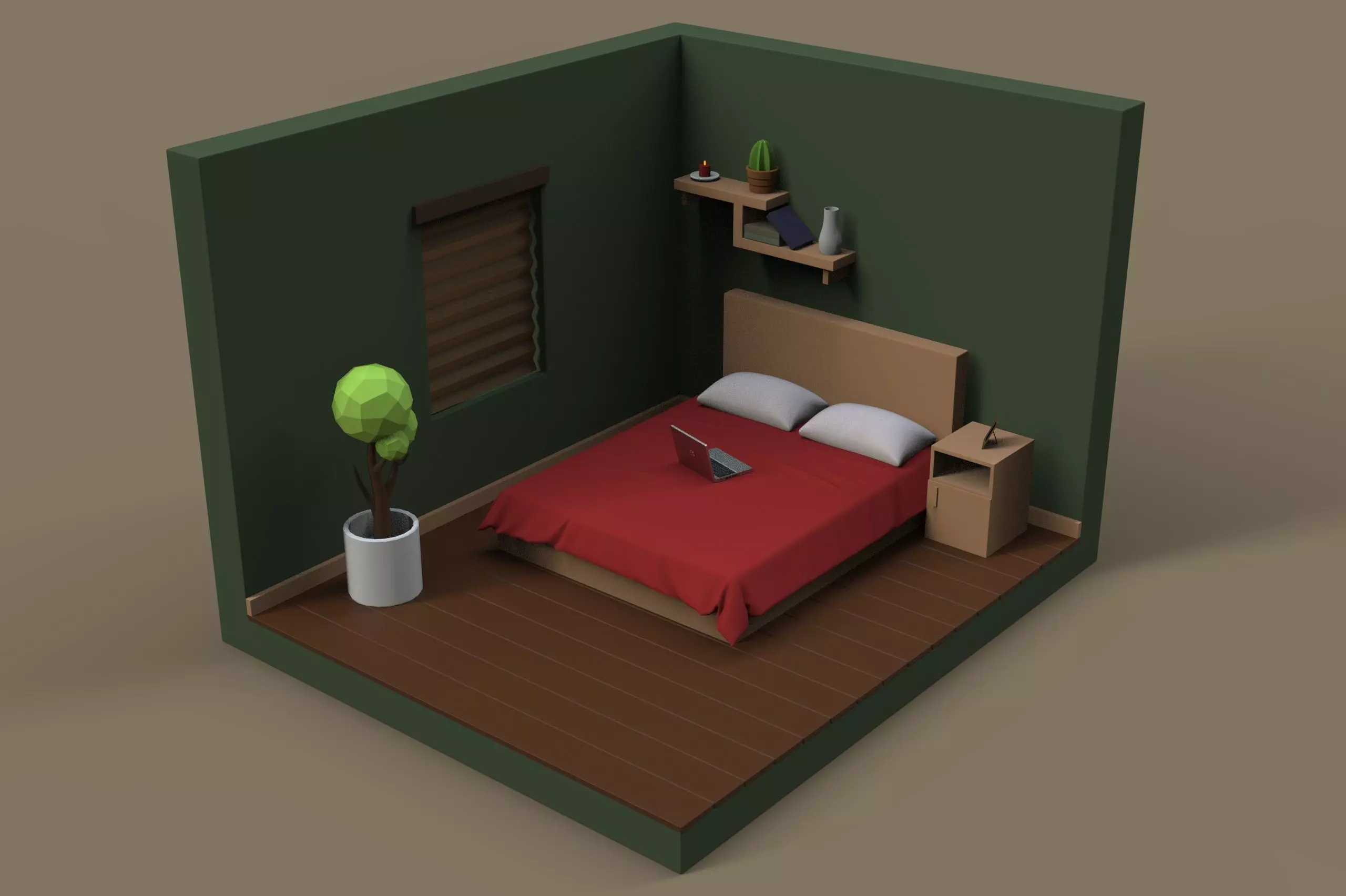 Isometric Room Low-poly 3D model_0