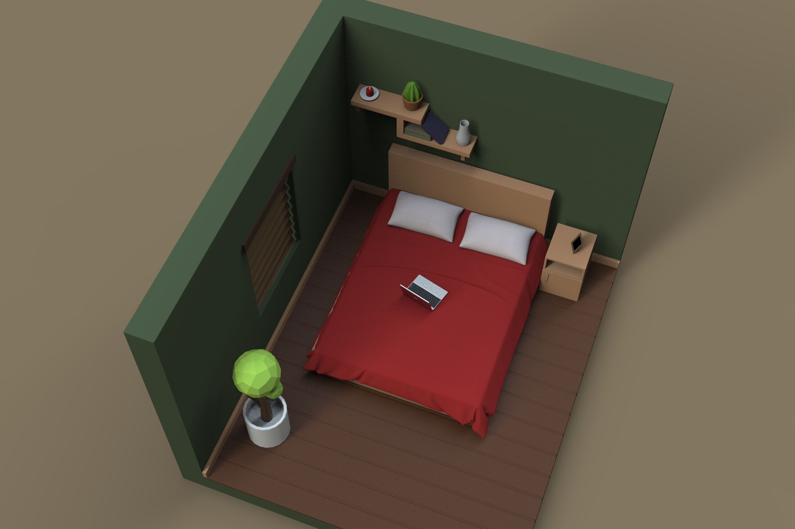 Isometric Room Low-poly 3D model_7