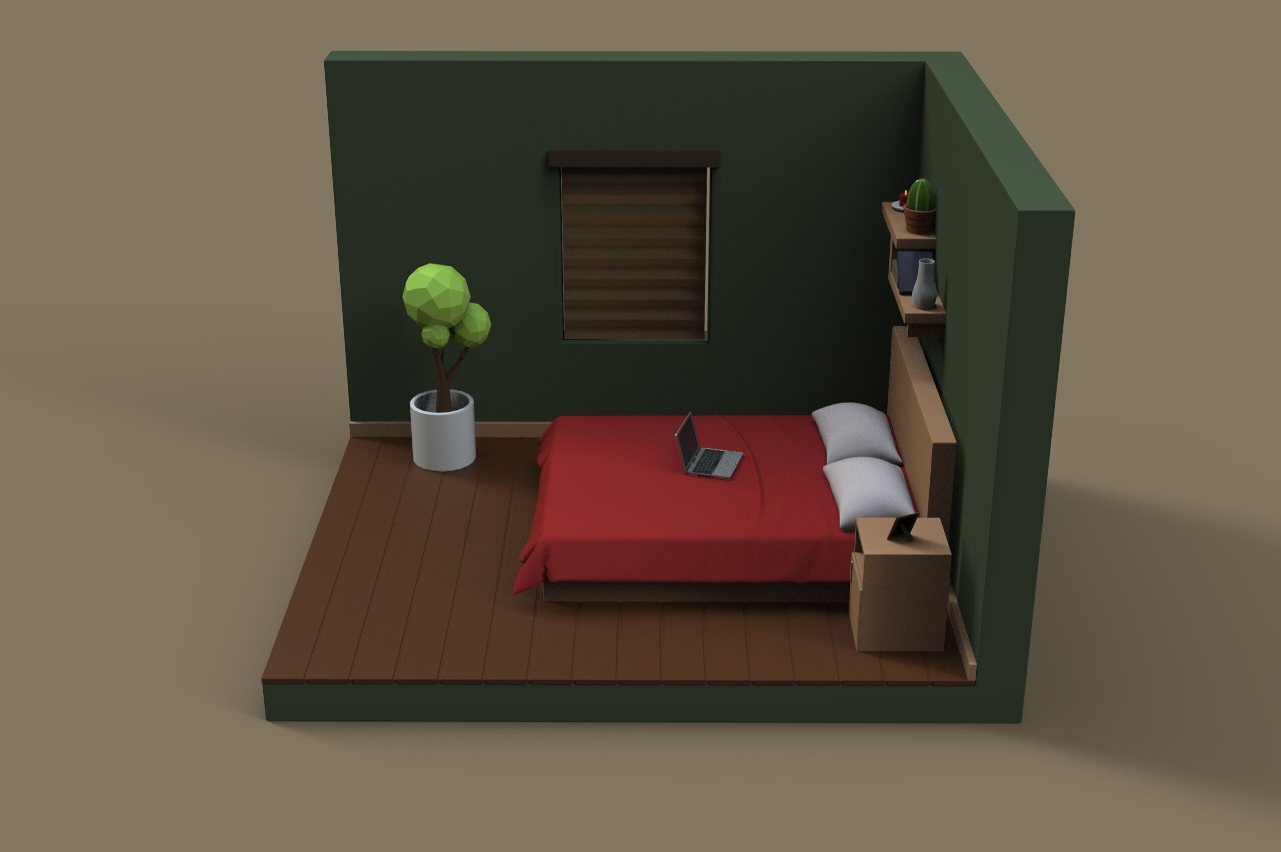 Isometric Room Low-poly 3D model_5