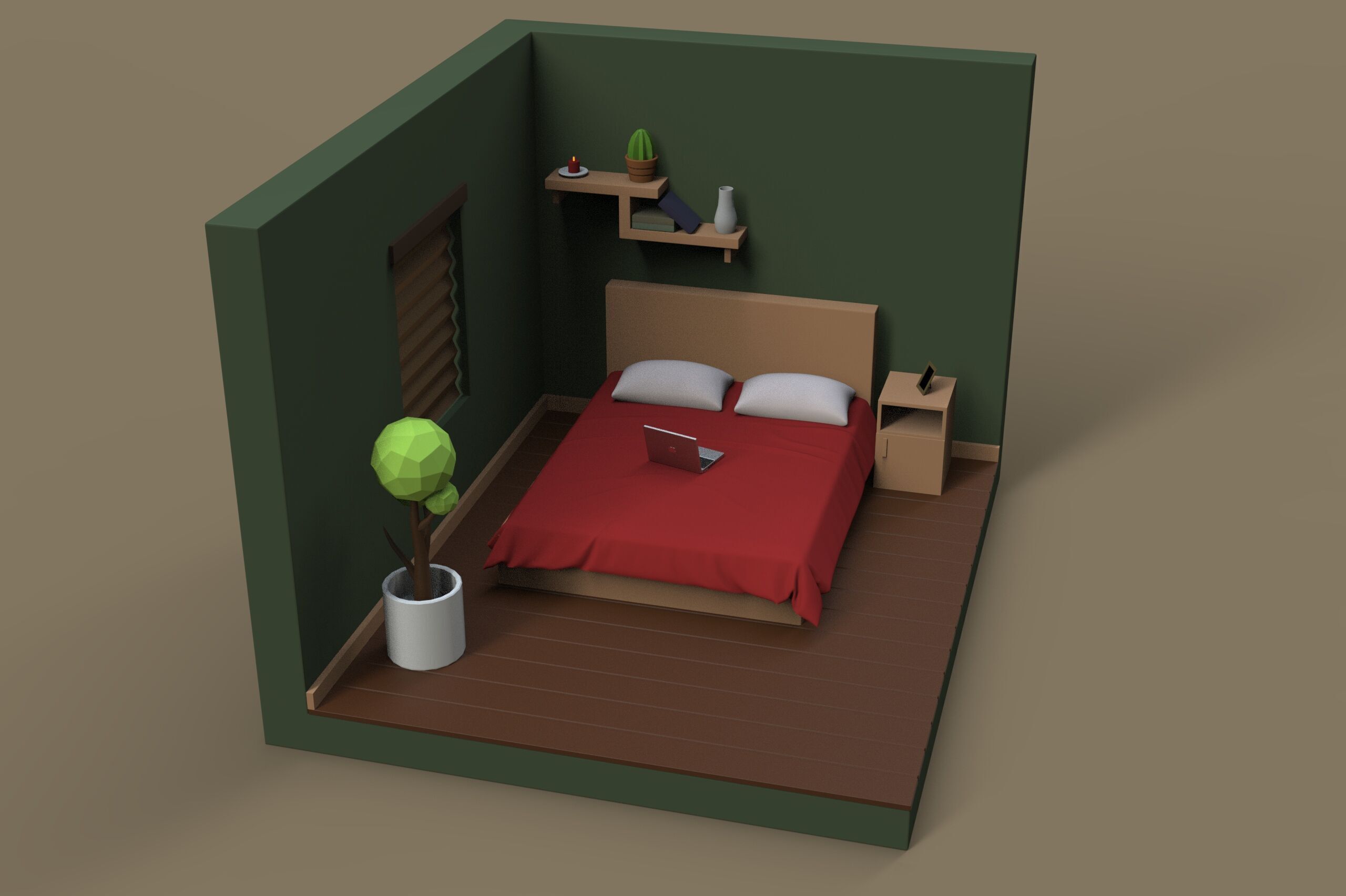 Isometric Room Low-poly 3D model_4