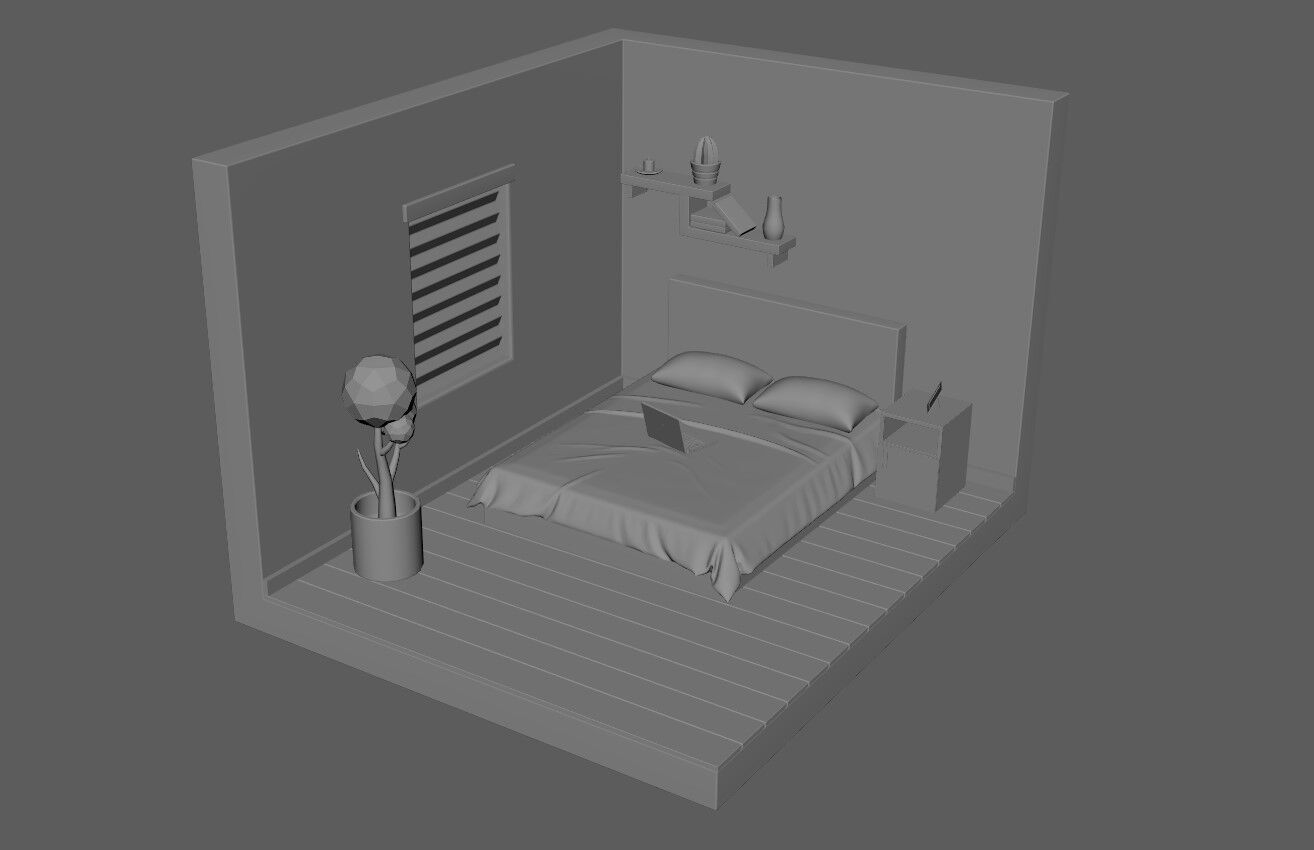 Isometric Room Low-poly 3D model_9