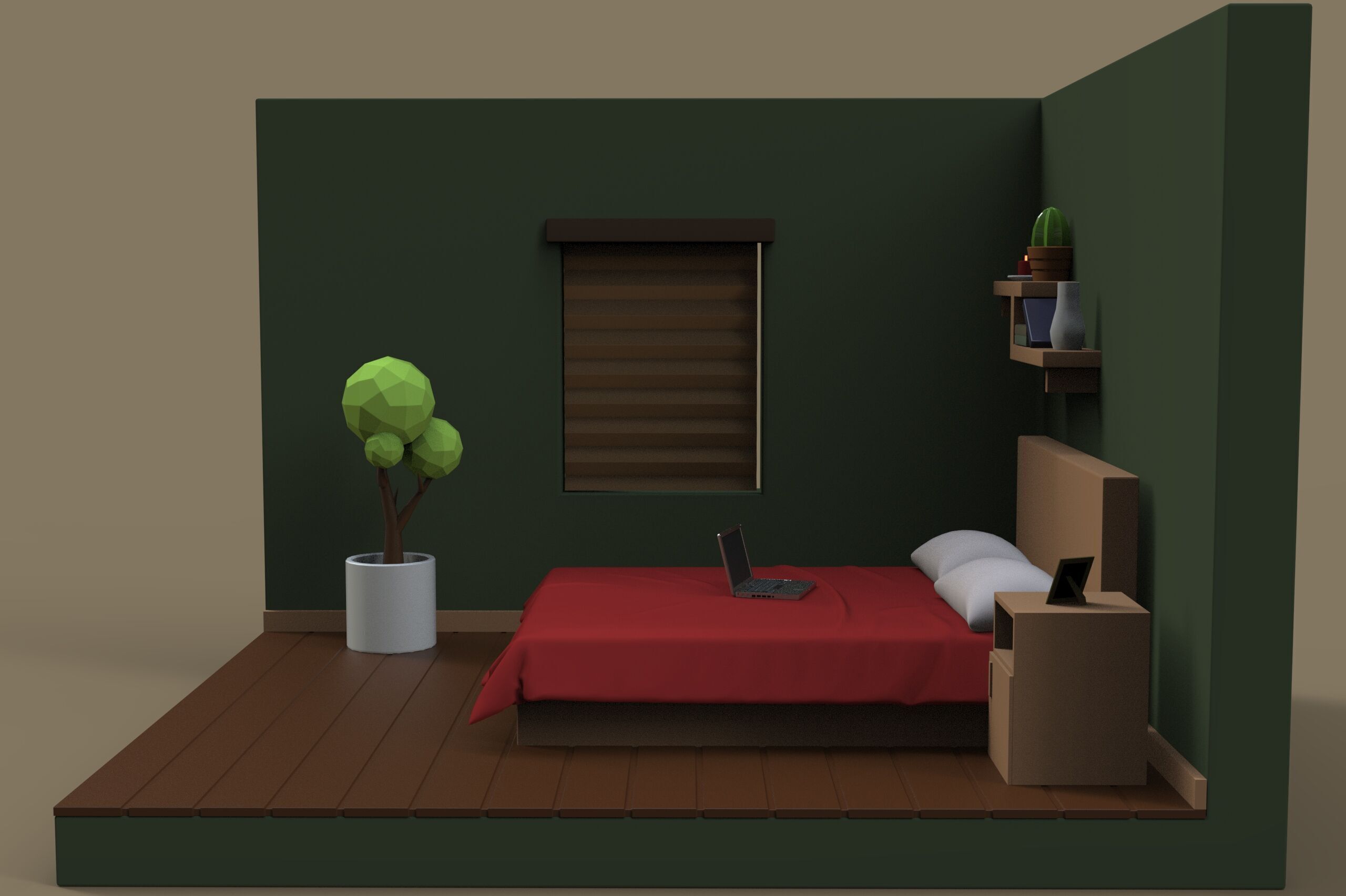 Isometric Room Low-poly 3D model_2