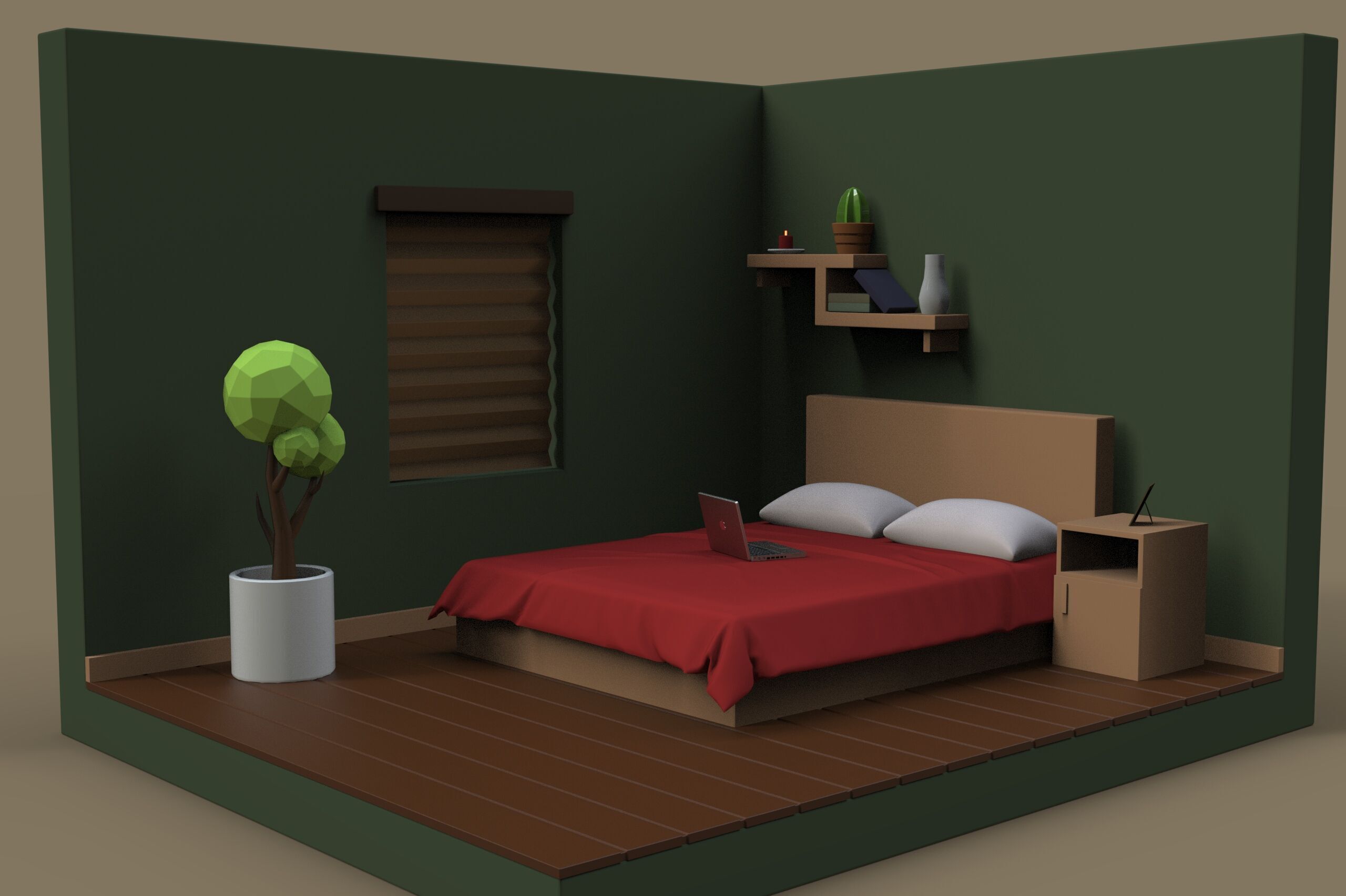 Isometric Room Low-poly 3D model_1