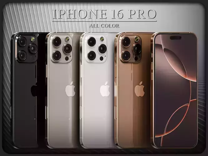 iPhone 16 Pro 3D Model with Colors UV and Clean Topology