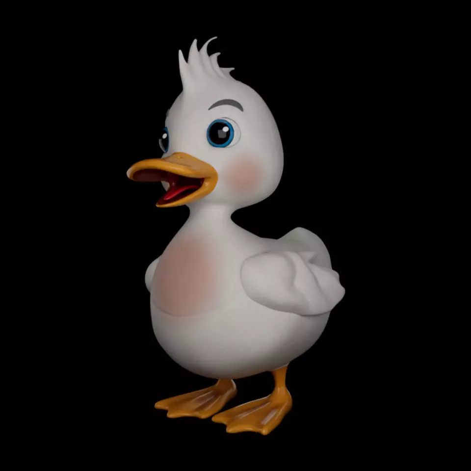 3D Duck with full  rigging  Low-poly 3D model_0
