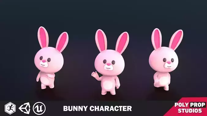 Funny Bunny Character Lowpoly