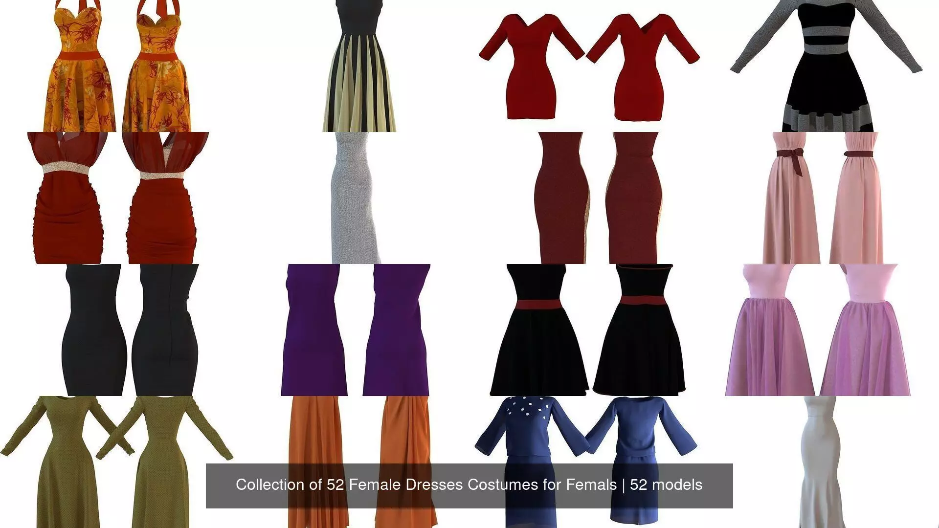Collection of 52 Female Dresses Costumes for Femals _32