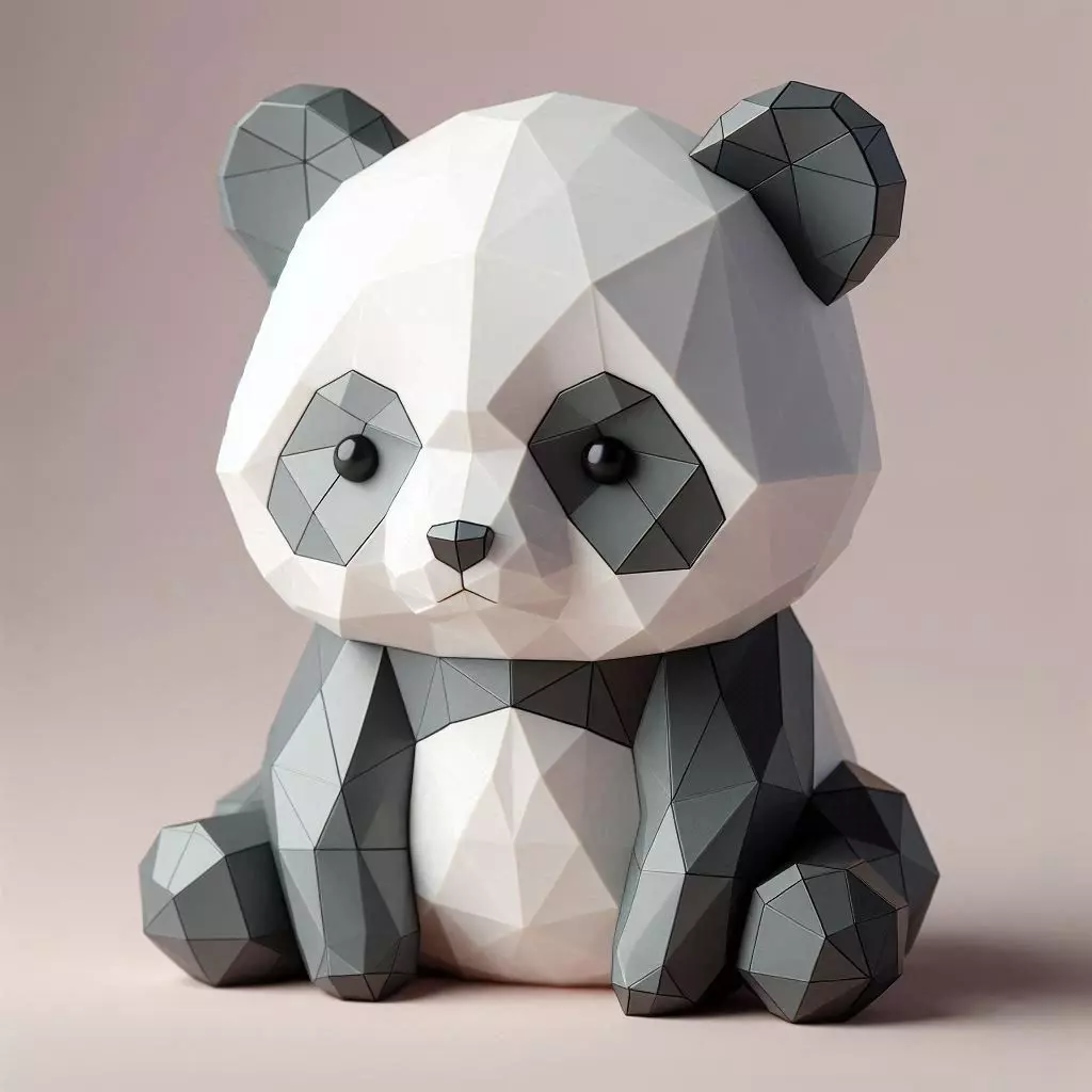 Low-Poly Panda 3D print model_0