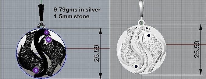 Fish Pendant 3D Model STL  3DM  Editable for Jewelry Printing 3D print model