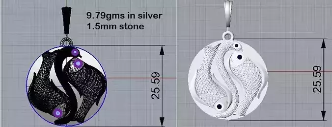 Fish Pendant 3D Model STL  3DM  Editable for Jewelry Printing 3D print model