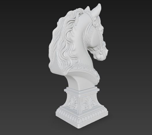 Regal Poise Bridled Horse Bust 2 3D print model_9