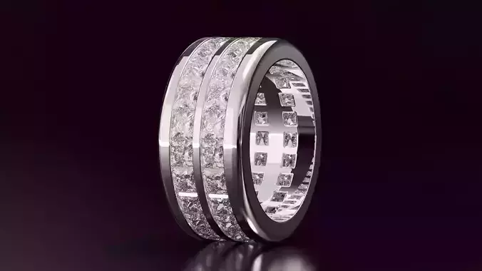 2line princess cut eternity ring N02 52EU size