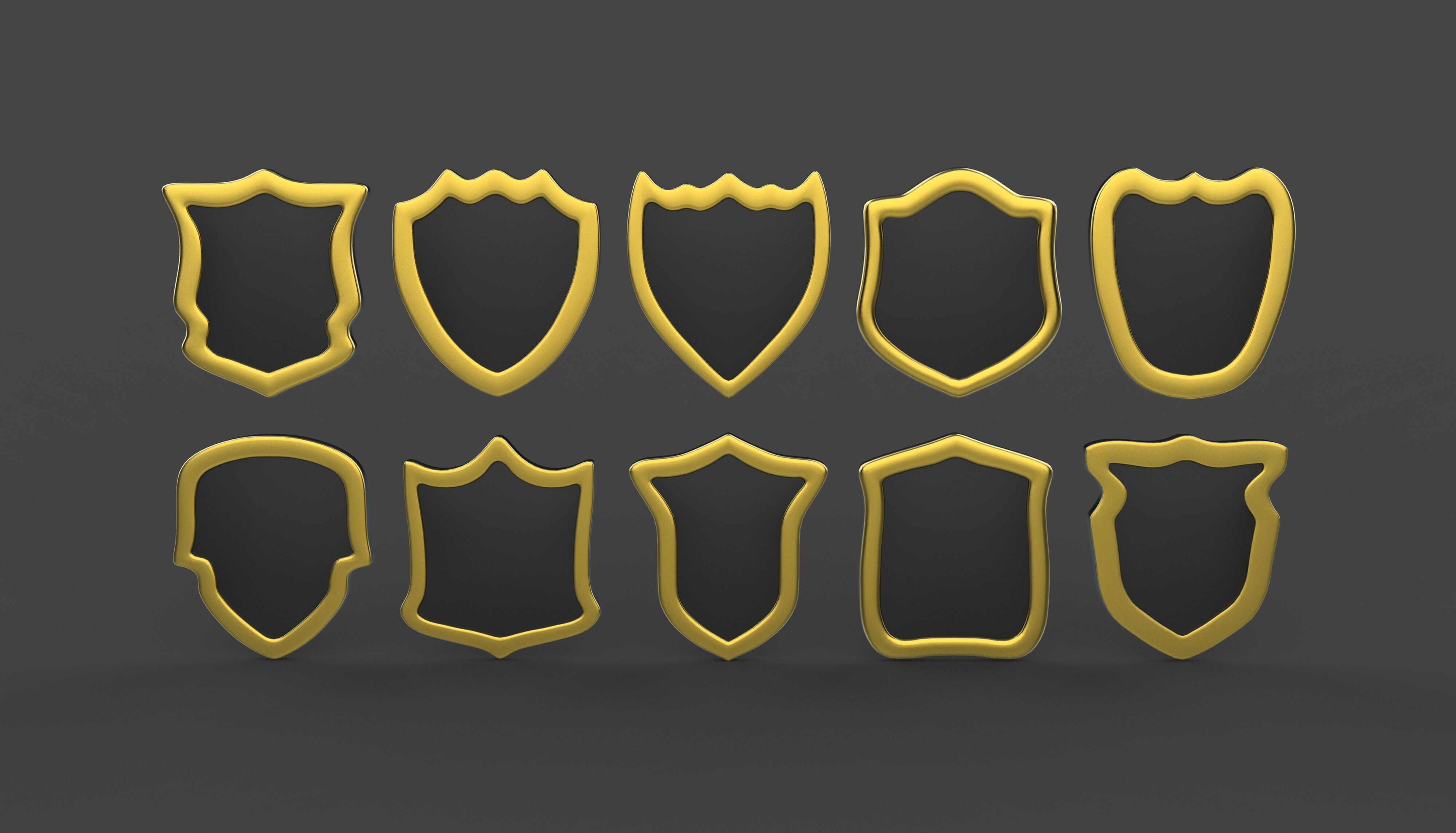 shield icons 3D model_2