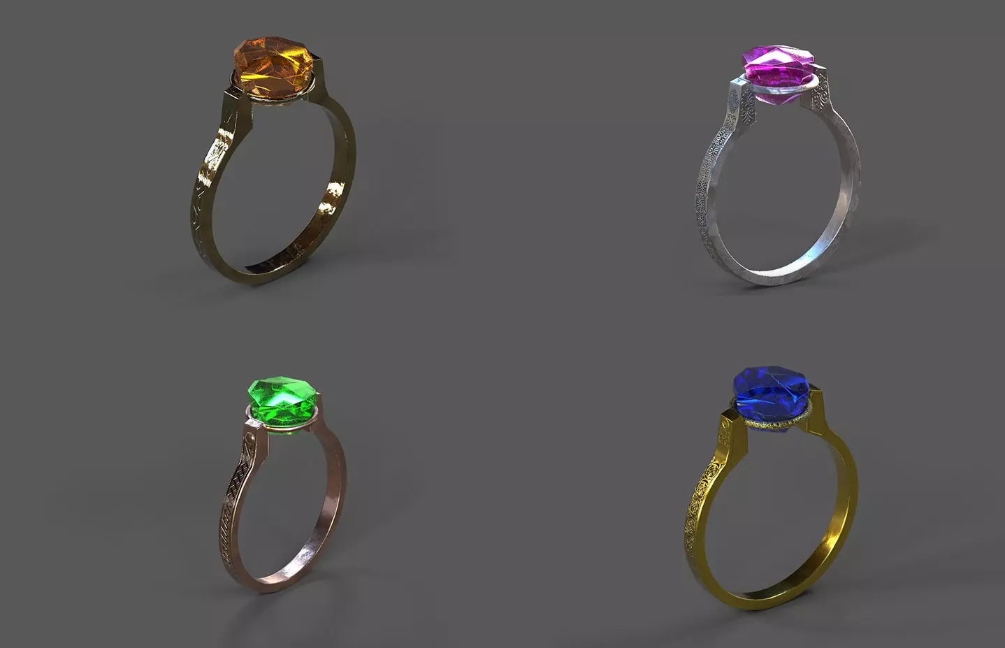High-Quality 3D Ring Model Pack 4 Low-poly 3D model_0