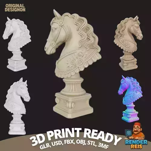 Romantic Touch  Rose Adorned Horse Bust 3D Model