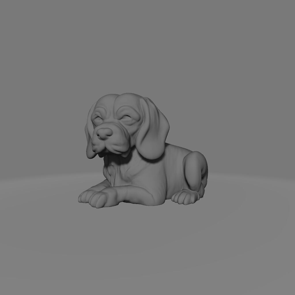 Beagle sitting Dog Statue 3D print model_1