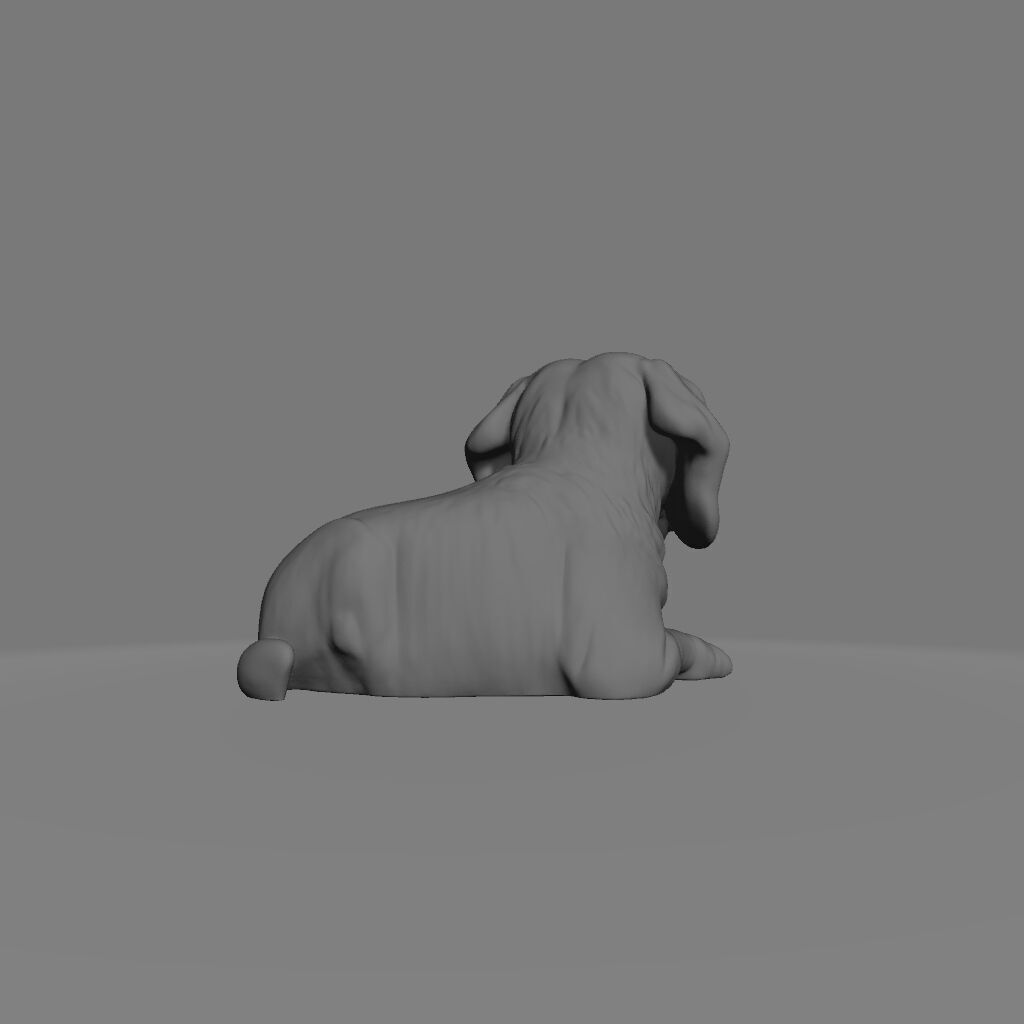 Beagle sitting Dog Statue 3D print model_3