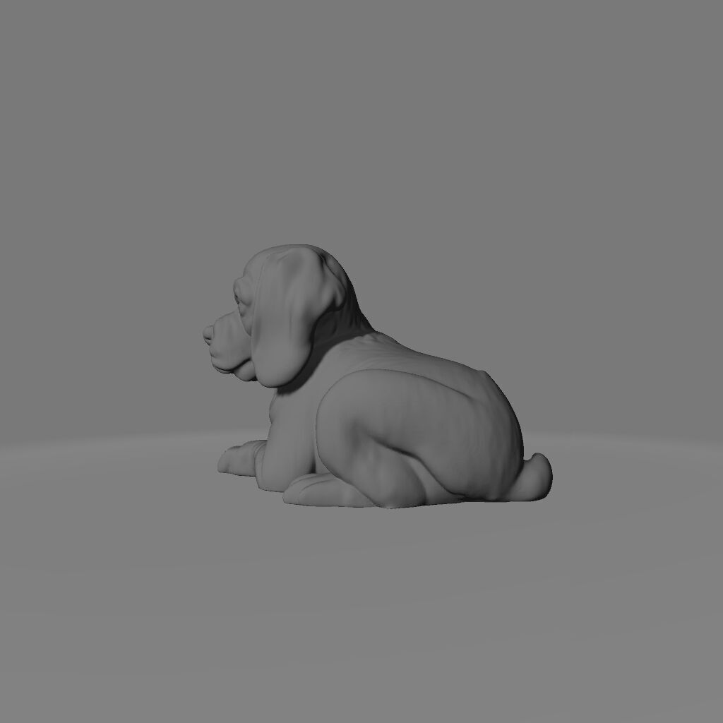 Beagle sitting Dog Statue 3D print model_2