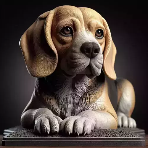 Beagle sitting Dog Statue 3D print model
