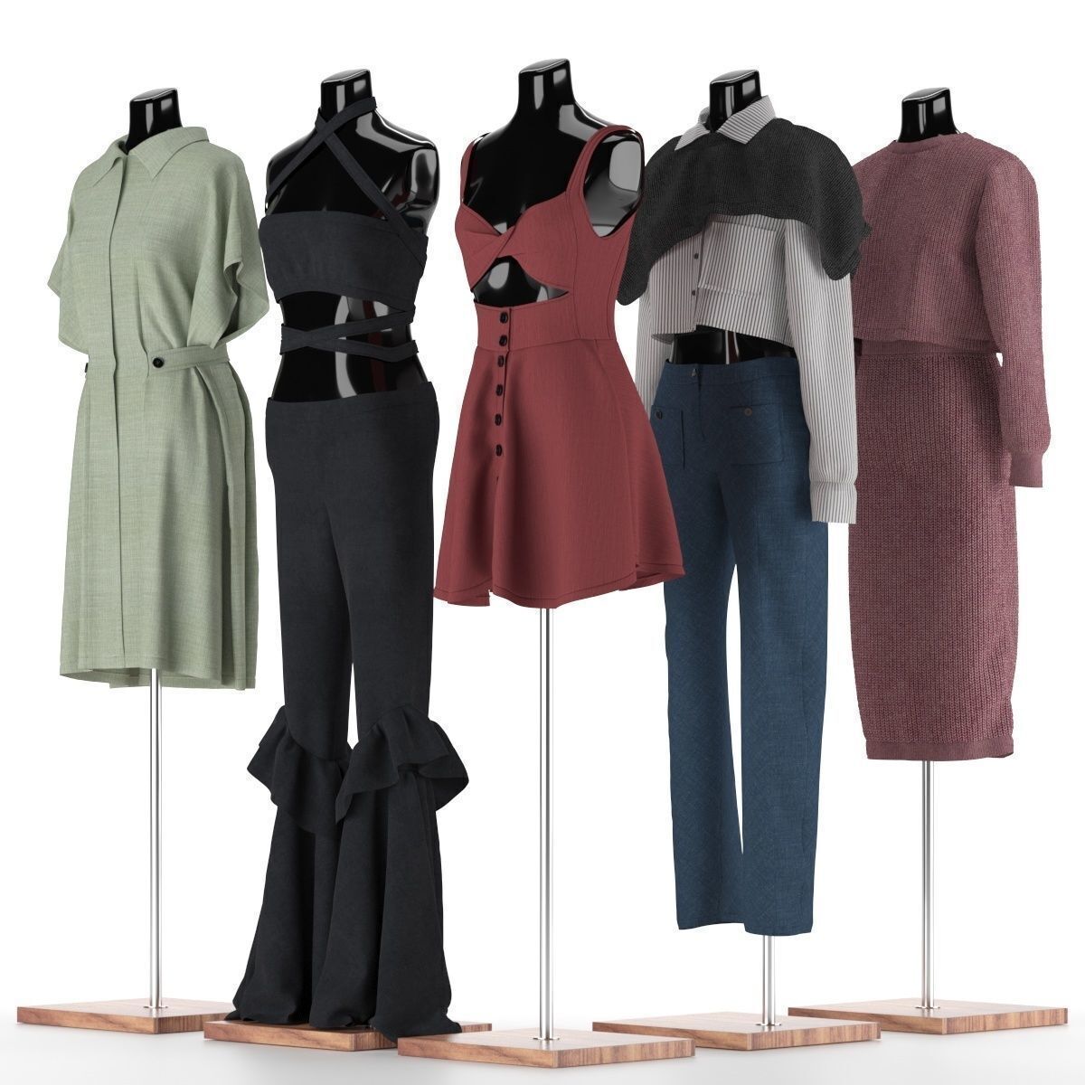 Mannequin Set vol 010 Low-poly 3D model_1