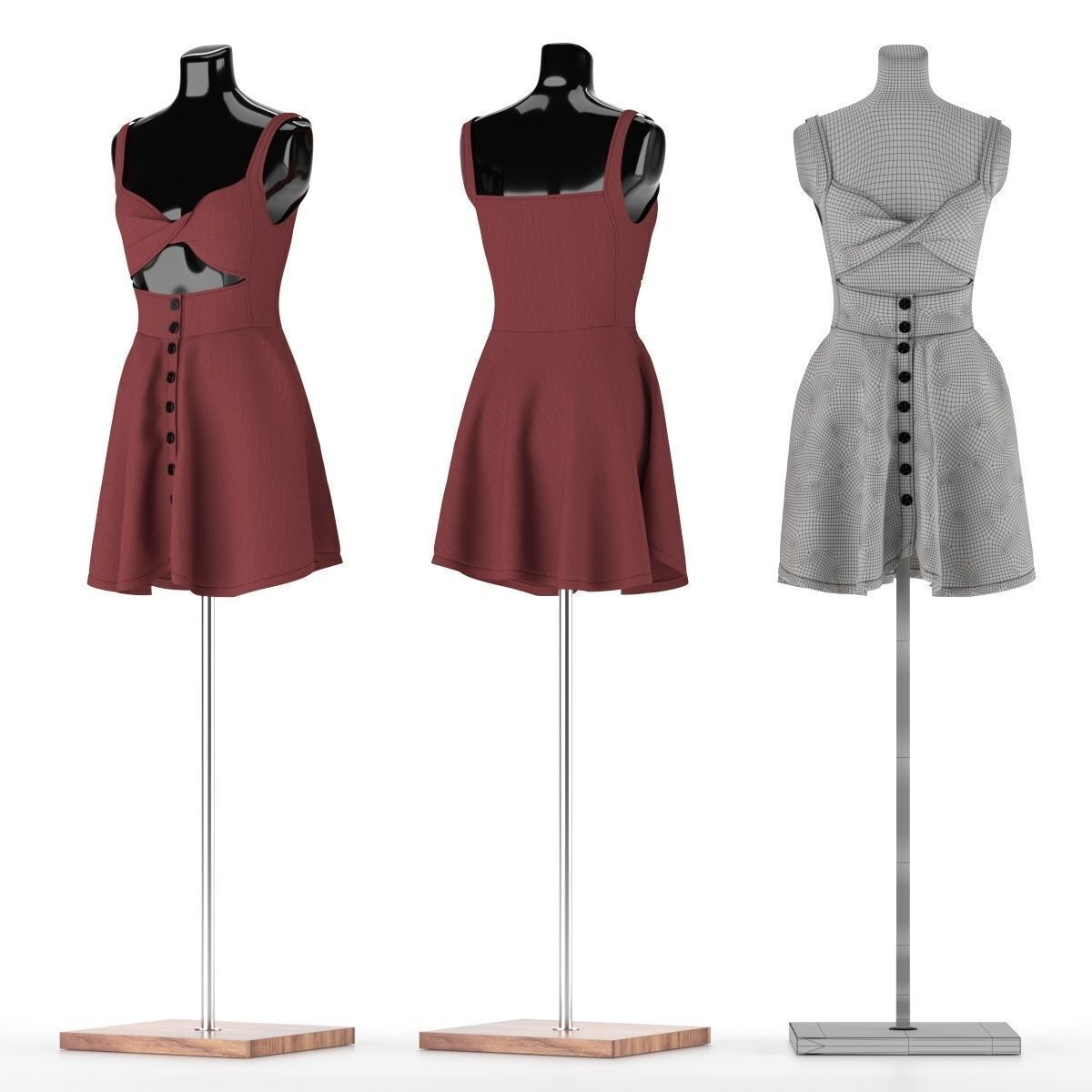 Mannequin Set vol 010 Low-poly 3D model_6