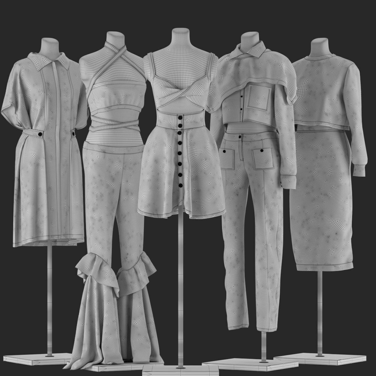 Mannequin Set vol 010 Low-poly 3D model_9