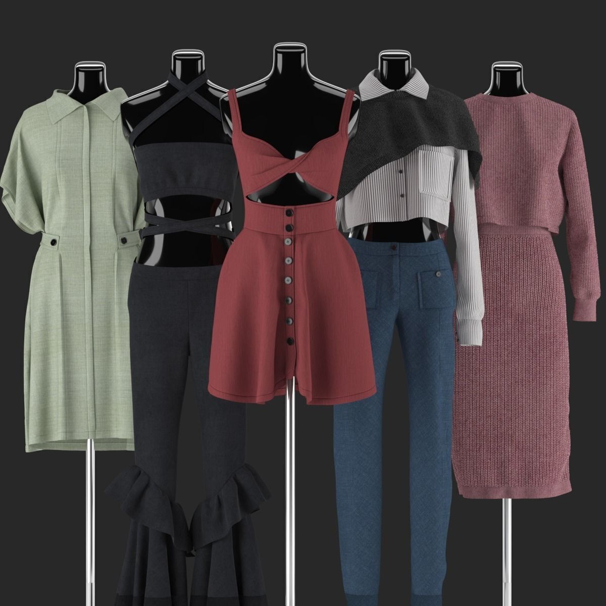 Mannequin Set vol 010 Low-poly 3D model_3