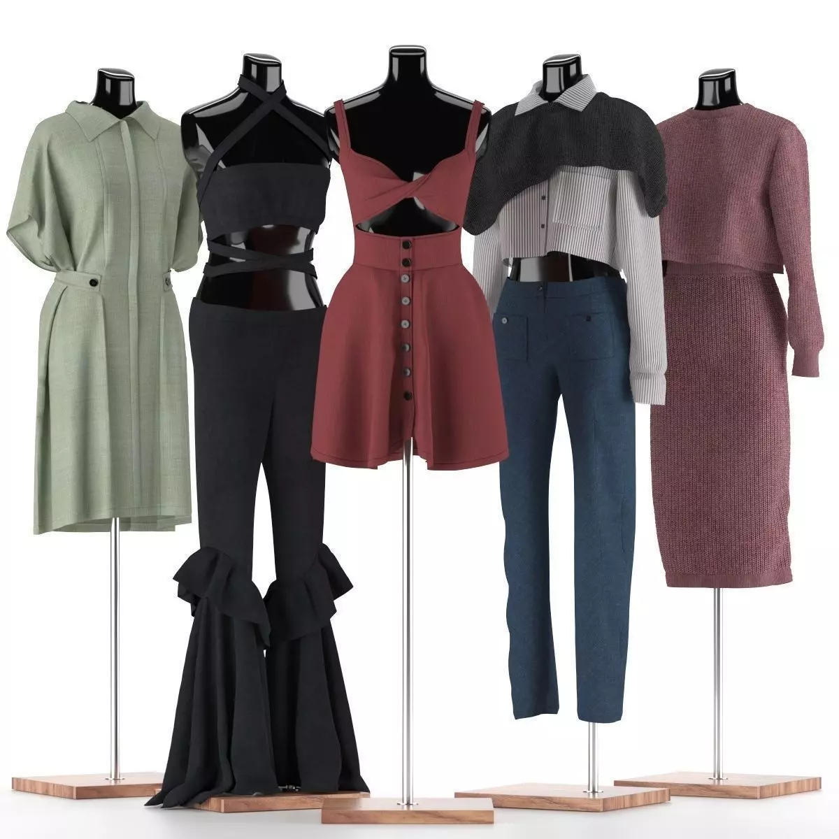 Mannequin Set vol 010 Low-poly 3D model_0