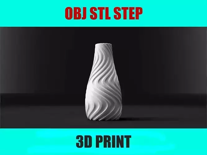 Origin Vase 3D Model Wave Pattern Cylinder Vase STL File