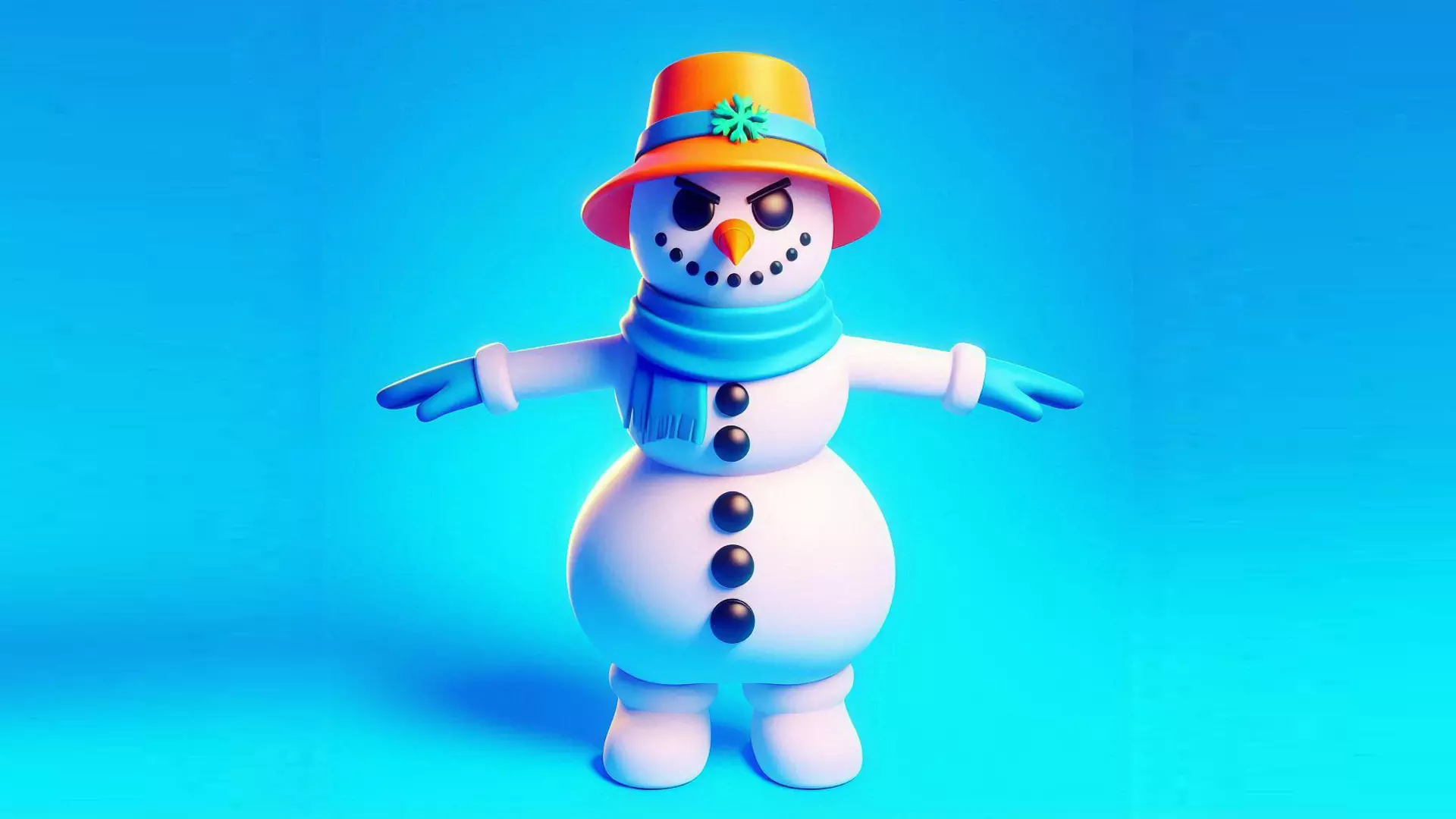 Snow Man 3D Character Model Low-poly 3D model
