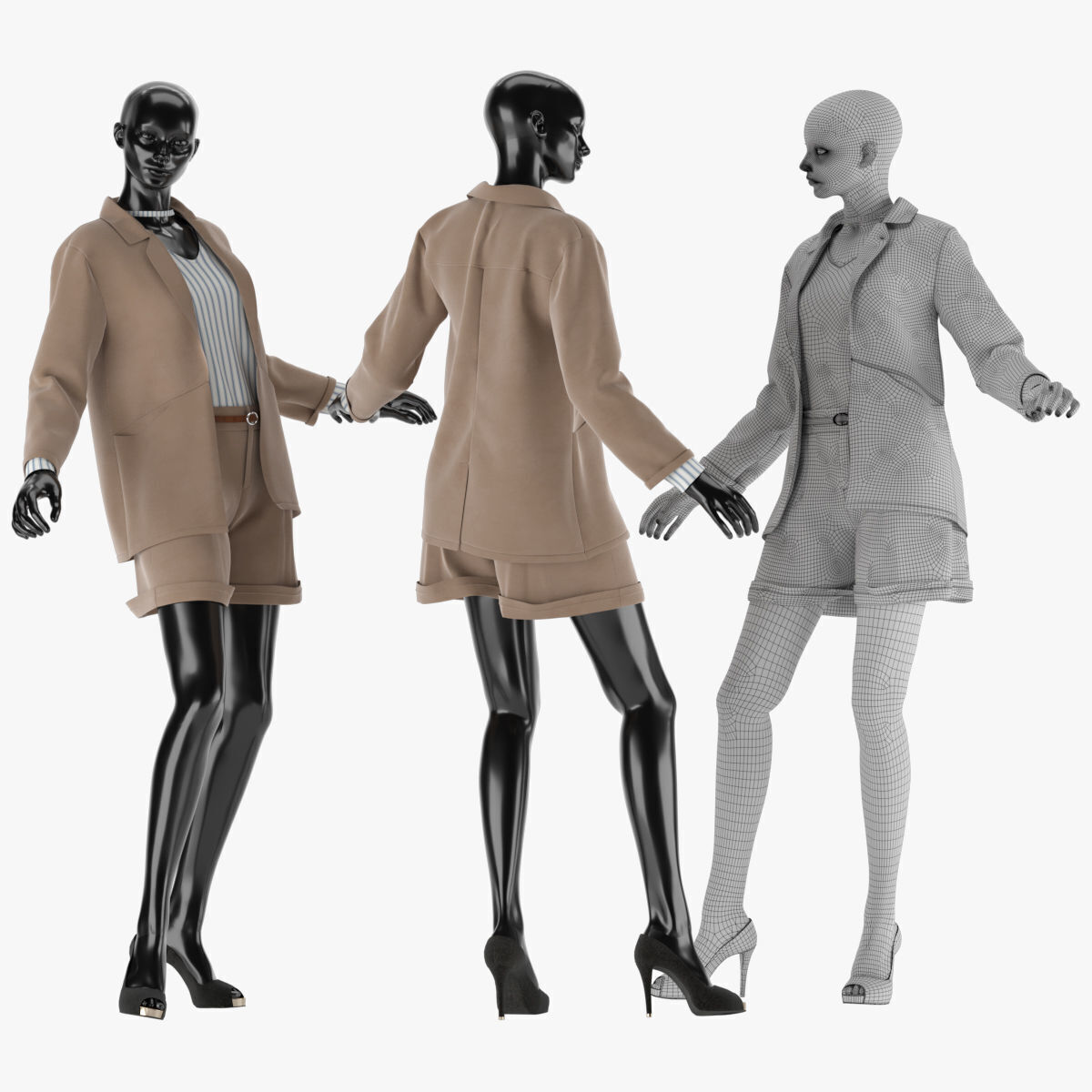 Mannequin Set Vol 011 Low-poly 3D model_5