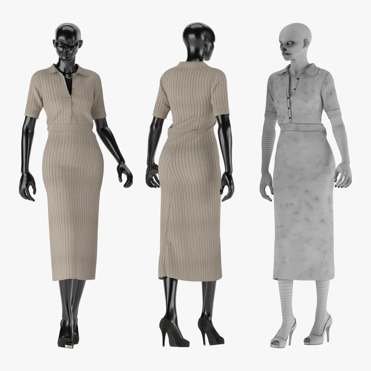 Mannequin Set Vol 011 Low-poly 3D model_6