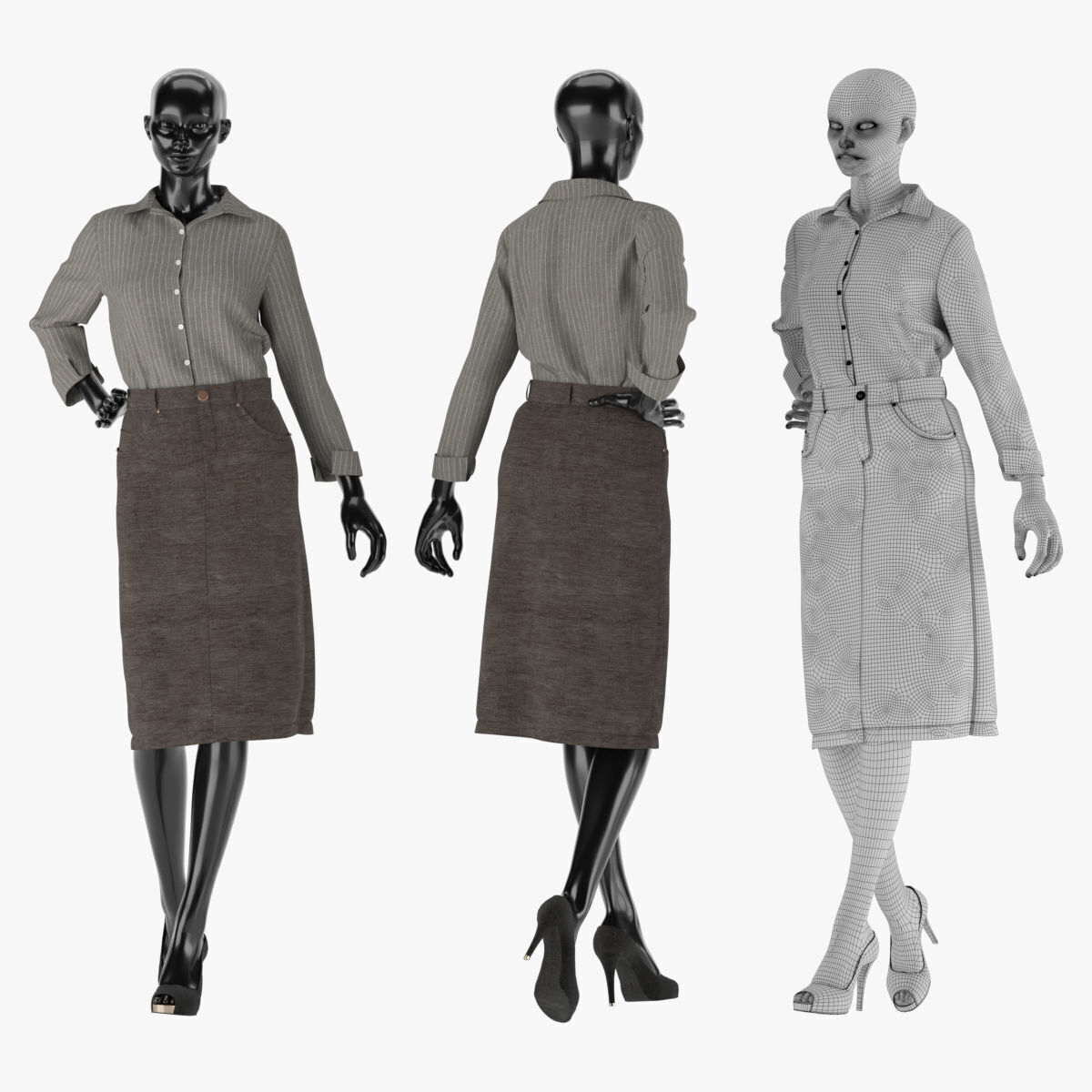 Mannequin Set Vol 011 Low-poly 3D model_3